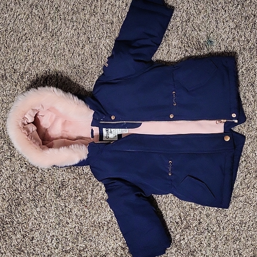 Navy blue and pink coat. 24 mo.